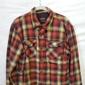 Prana Men's Breath Flannel Orange & Yellow Medium